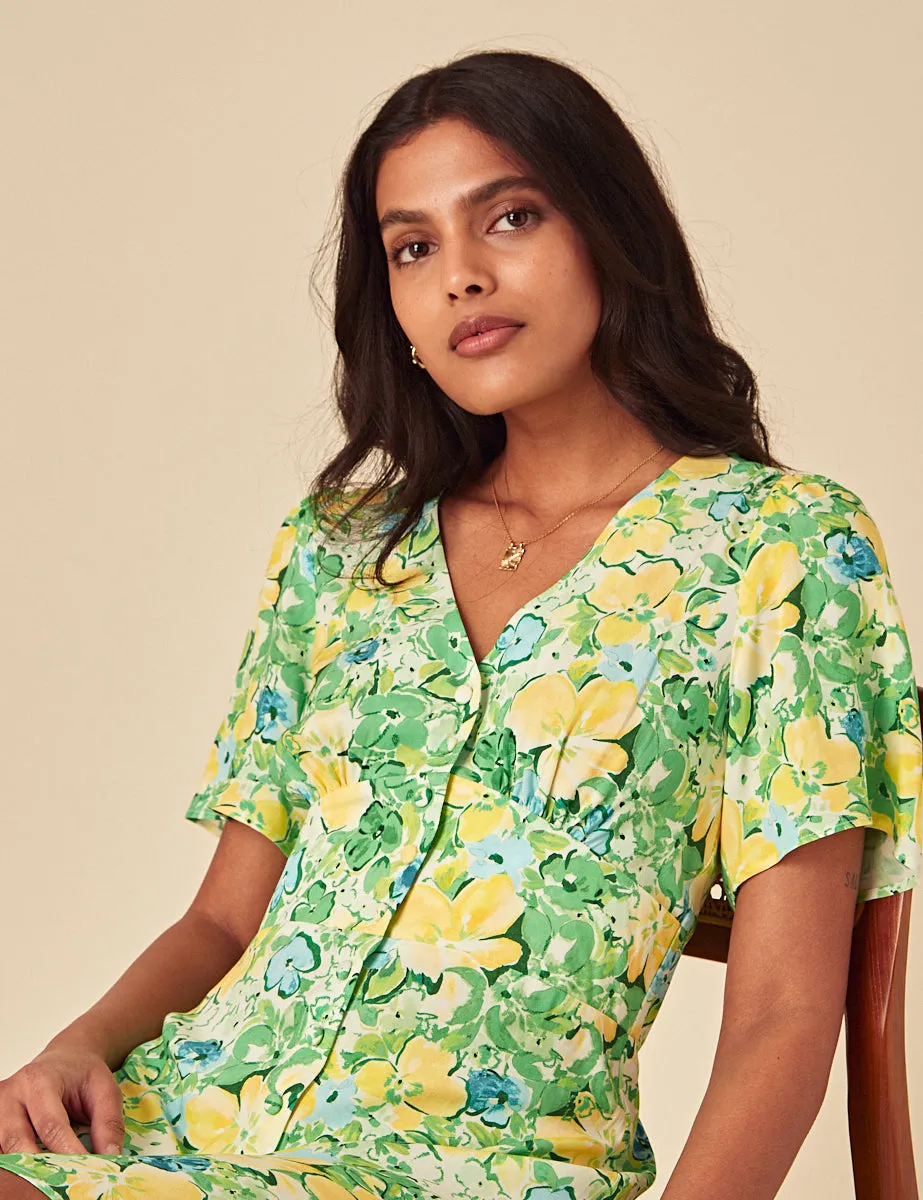 Green Floral Alexa Mini Dress sold by Nobody's Child product image thumbnail 4