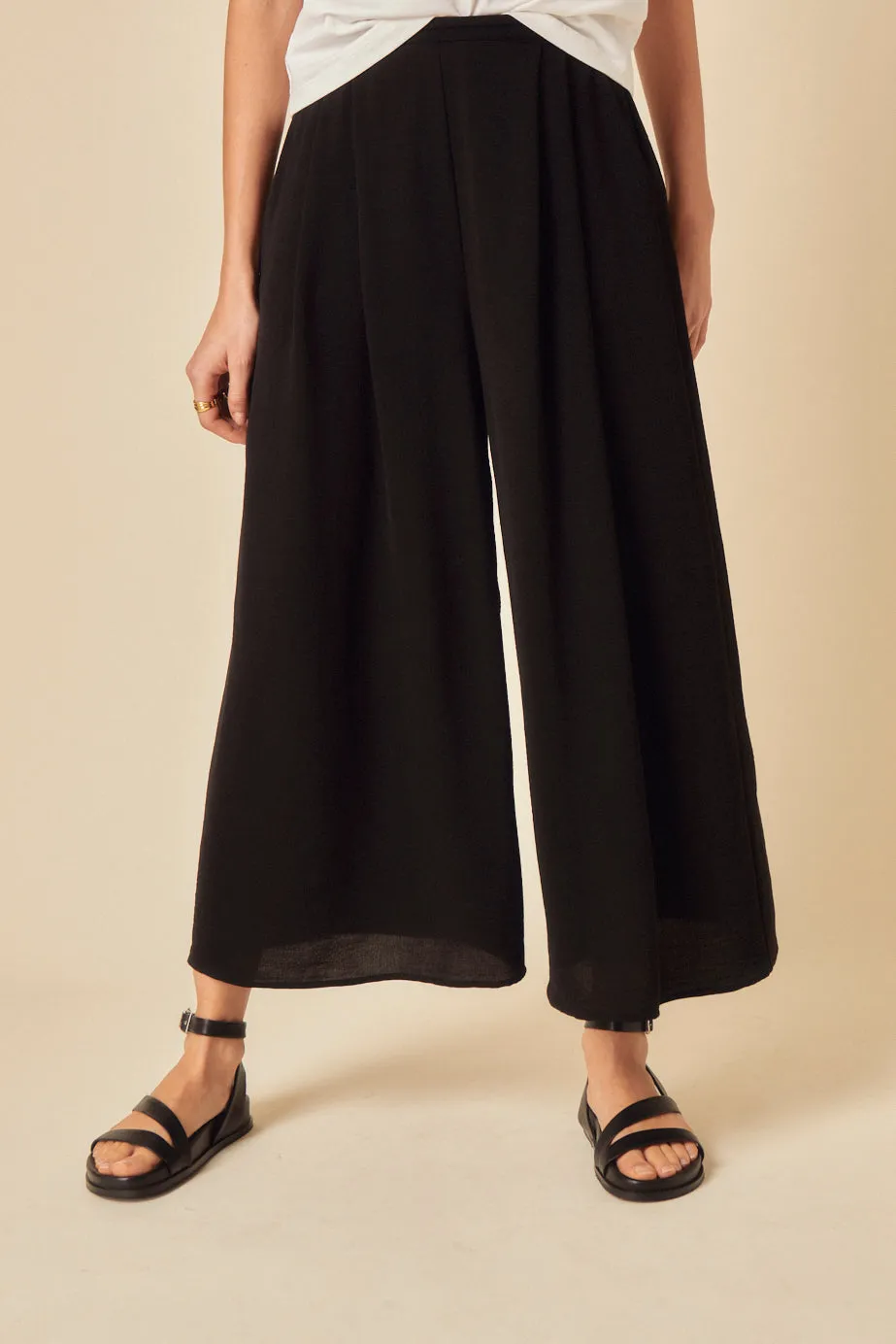 Black Wide Leg Cropped Zeena Trousers sold by Nobody's Child
