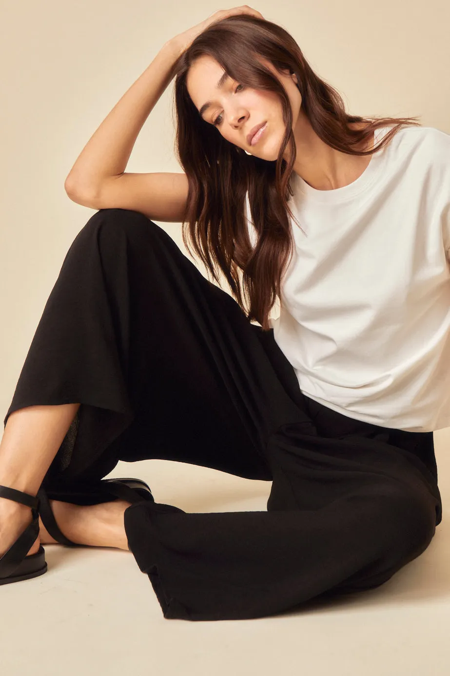 Black Wide Leg Cropped Zeena Trousers sold by Nobody's Child product image thumbnail 4