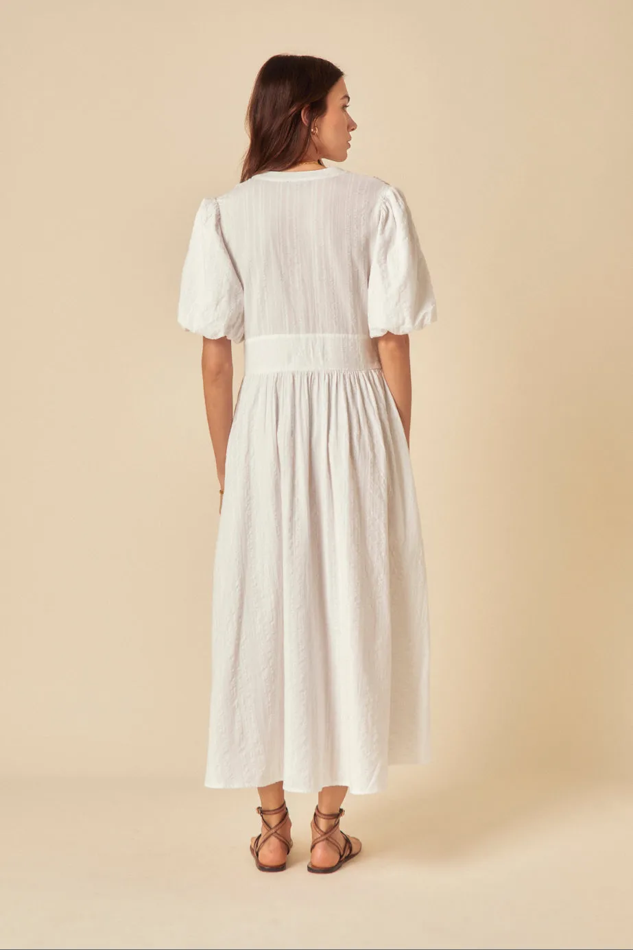 White Short Sleeve Starlight Midi Dress sold by Nobody's Child product image thumbnail 4