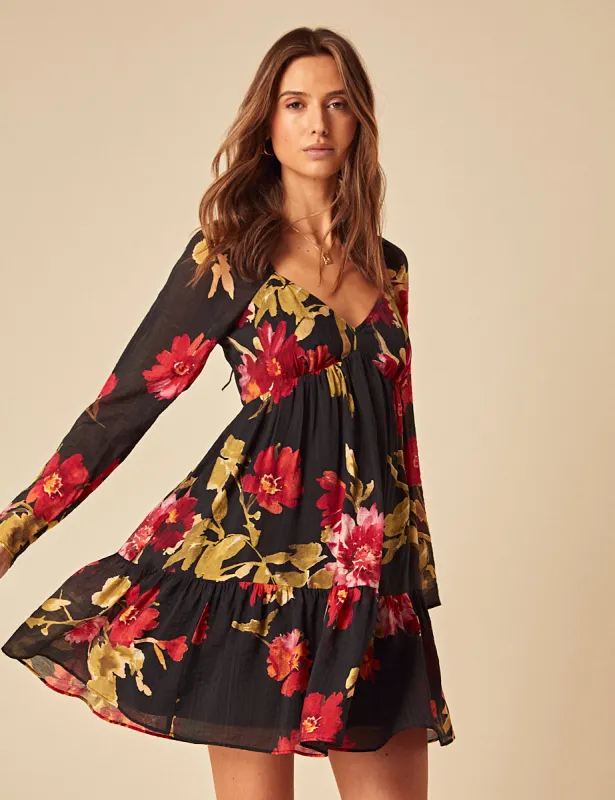 Black Floral Marti Mini Dress sold by Nobody's Child