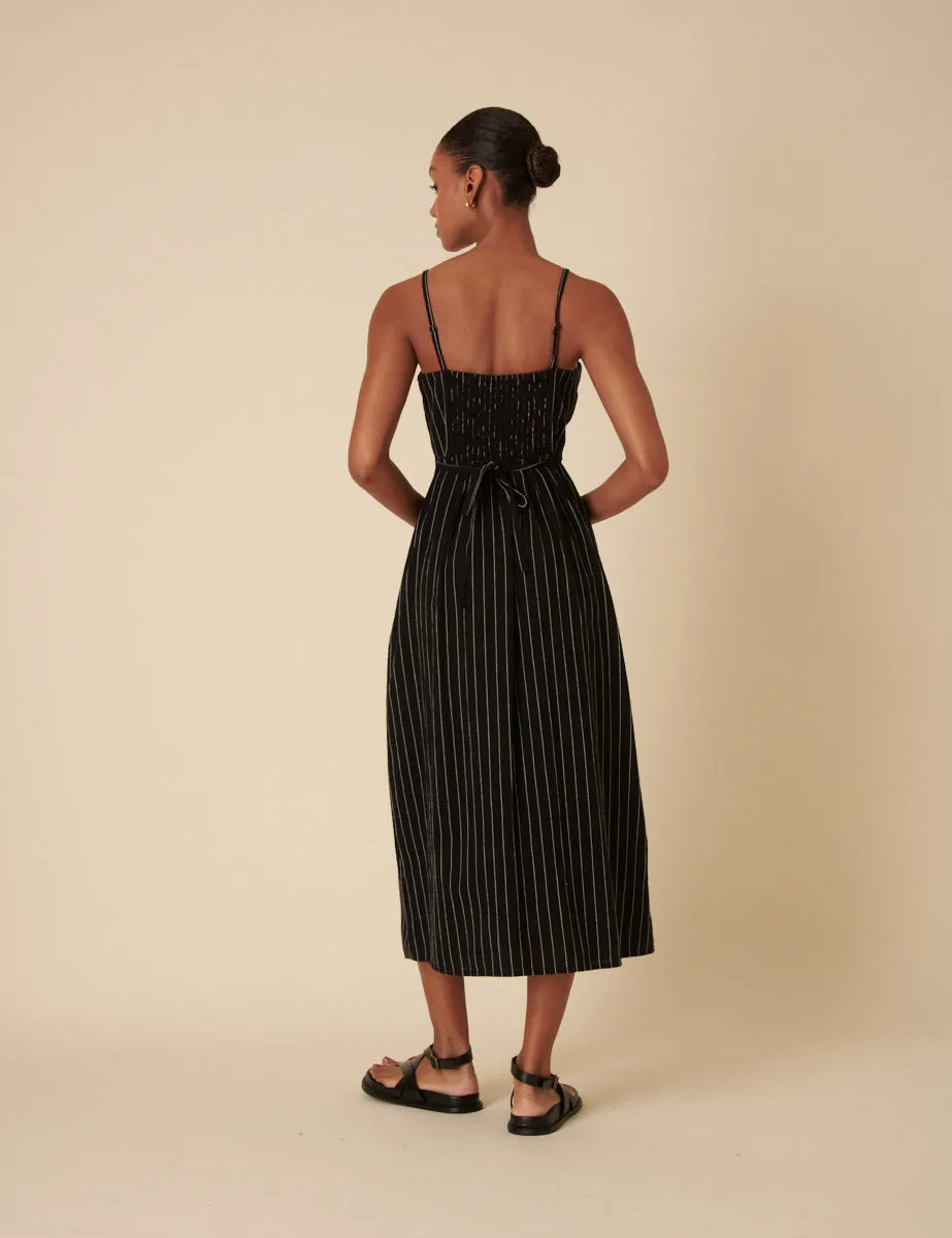 Black Striped Maddie Midi Dress sold by Nobody's Child product image thumbnail 4