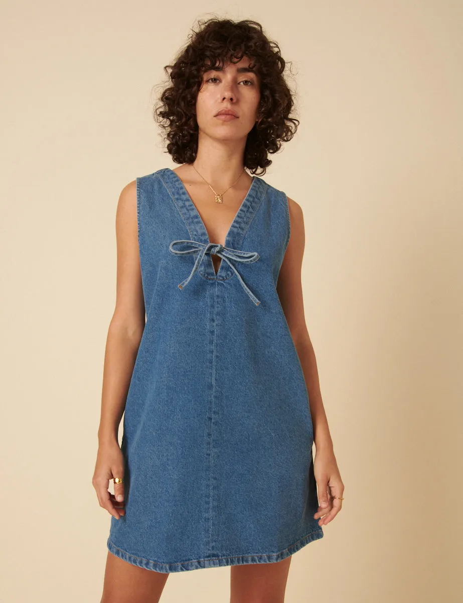 Blue Denim Lykke Mini Dress sold by Nobody's Child
