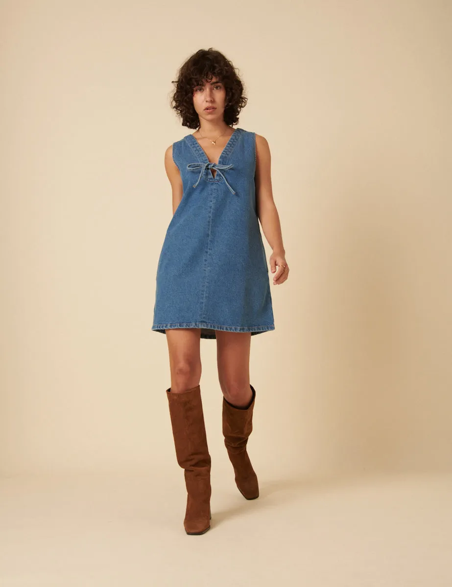 Blue Denim Lykke Mini Dress sold by Nobody's Child product image thumbnail 3