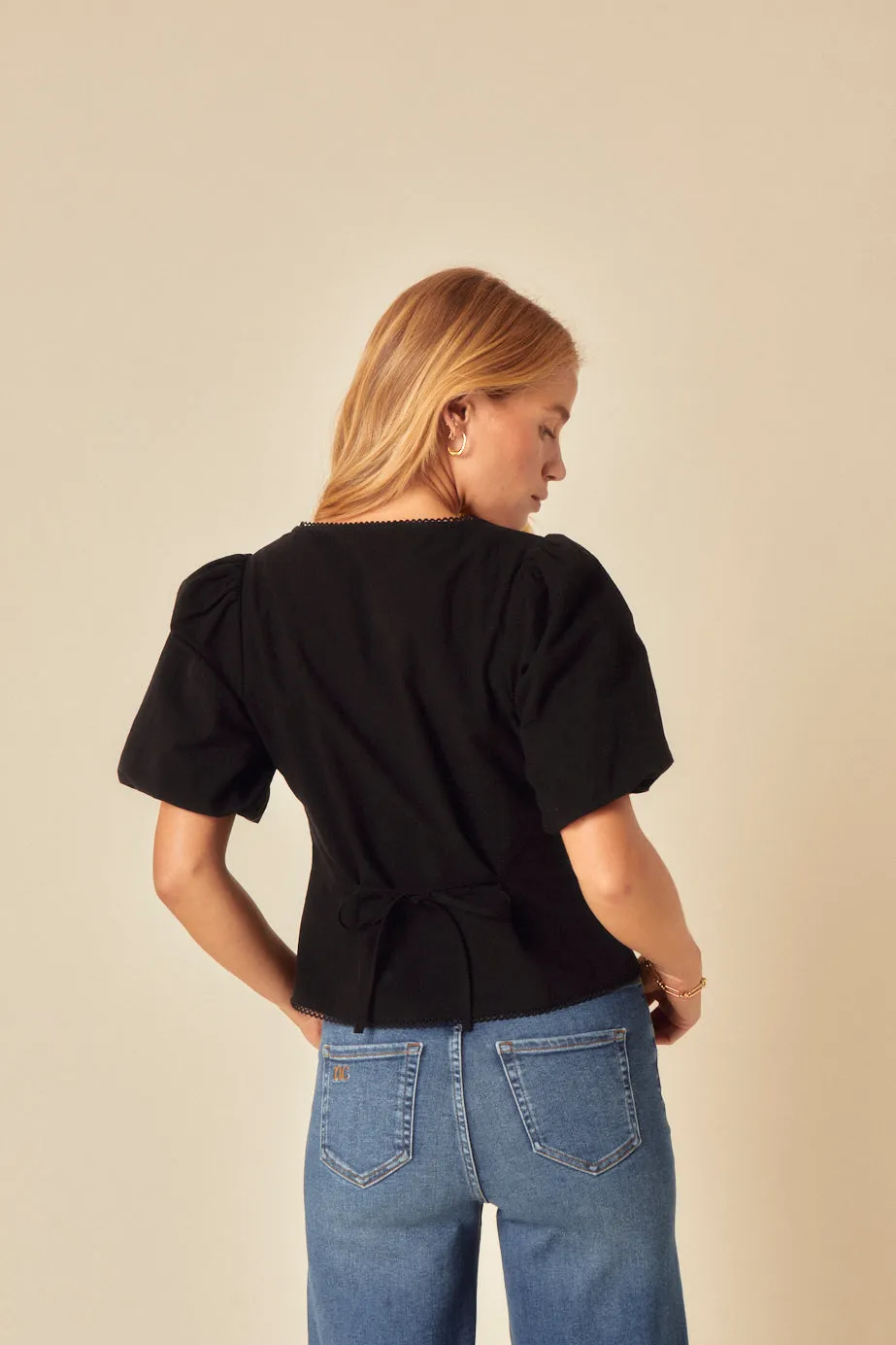 Black Puff Sleeve Top sold by Nobody's Child product image thumbnail 5