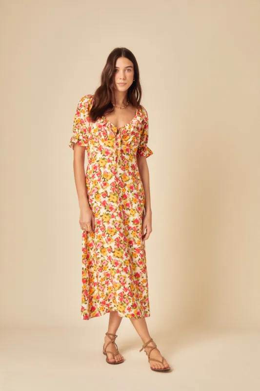 Cream Floral Print Rye Midi Dress sold by Nobody's Child