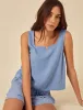 Blue Linen-blend Drawstring Jet Shorts sold by Nobody's Child
