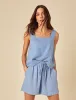Blue Linen-blend Drawstring Jet Shorts sold by Nobody's Child