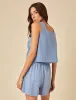 Blue Linen-blend Drawstring Jet Shorts sold by Nobody's Child