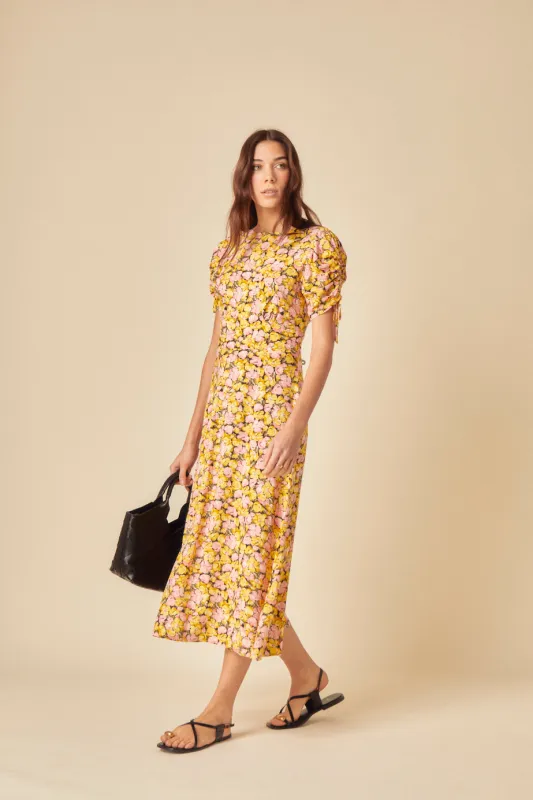 Yellow Floral Philly Midi Dress sold by Nobody's Child