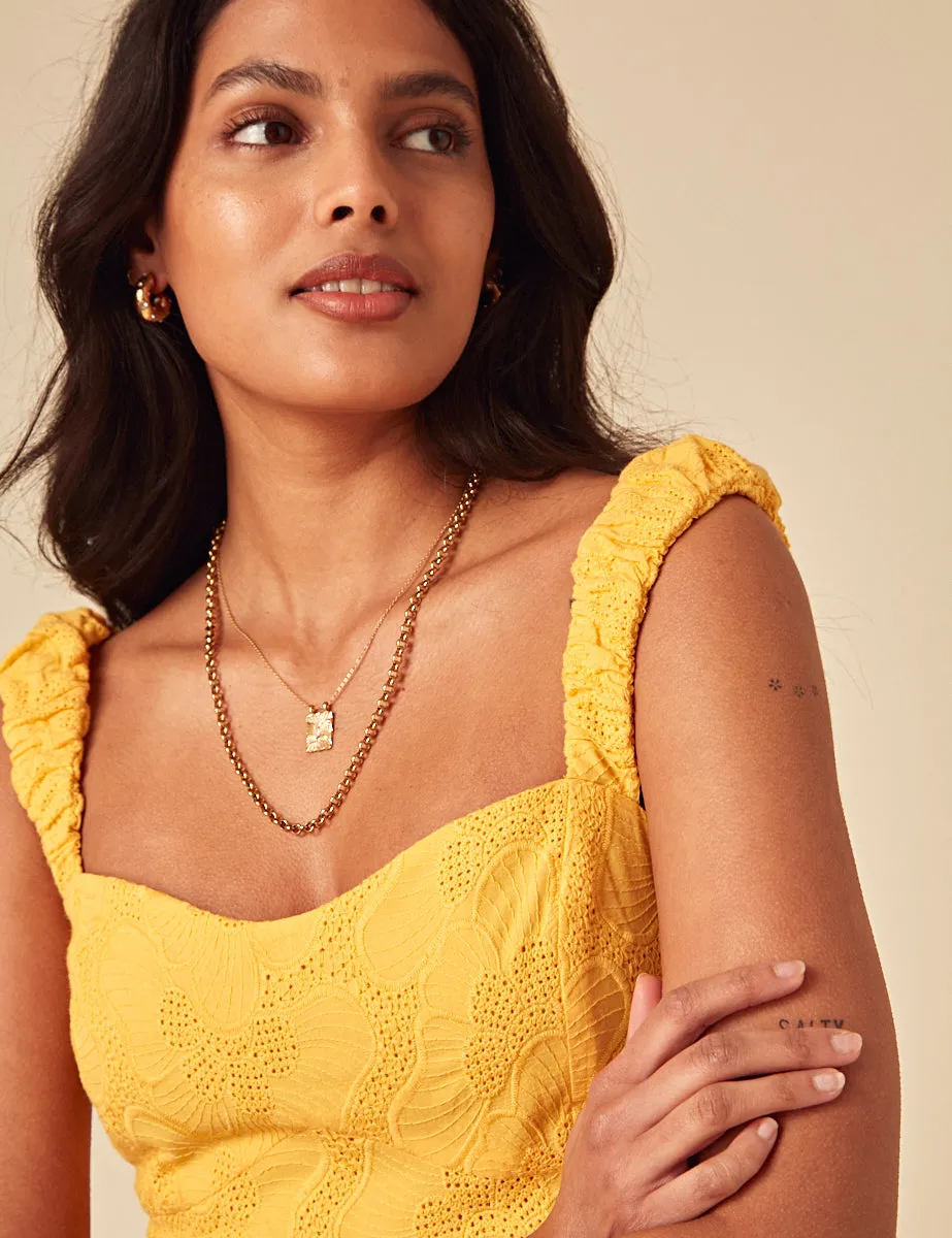 Yellow Floral Embroidered Sofia Midi Dress sold by Nobody's Child product image thumbnail 2