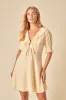 Butter Yellow Linen-blend Tie Front Louise Mini Dress sold by Nobody's Child
