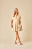 Butter Yellow Linen-blend Tie Front Louise Mini Dress sold by Nobody's Child