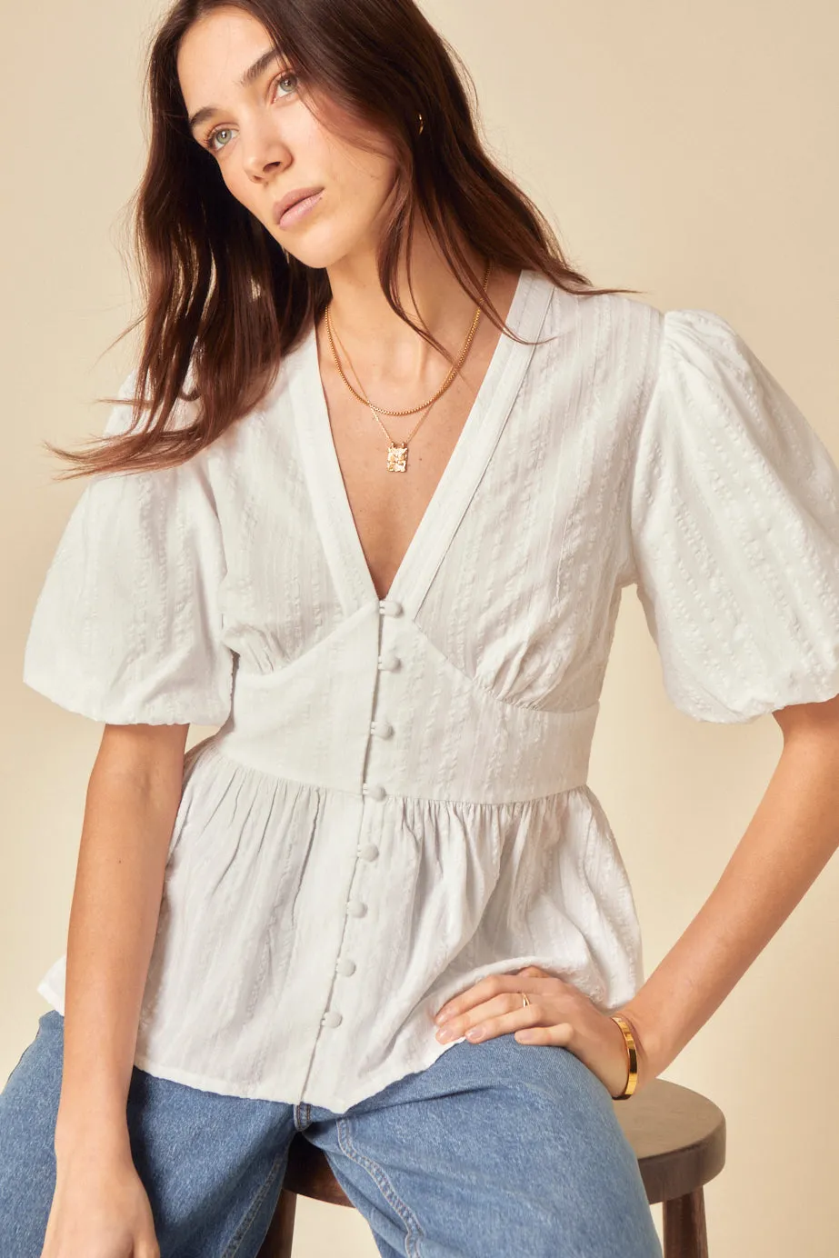 White Puff Sleeve Starlight Top sold by Nobody's Child