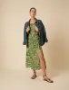 Green Linen-blend Abstract Maddy Midi Dress sold by Nobody's Child