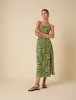 Green Linen-blend Abstract Maddy Midi Dress sold by Nobody's Child