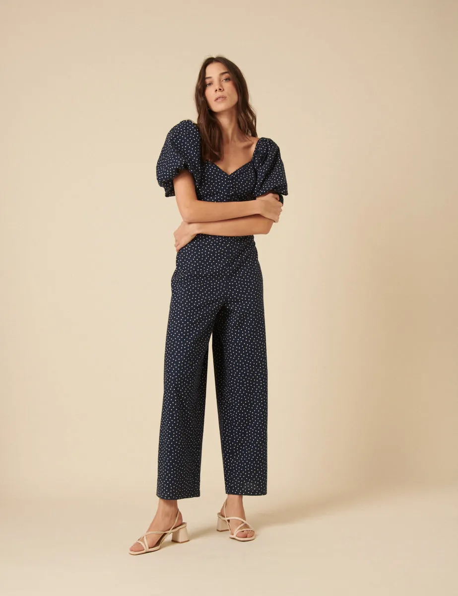 Navy Spotty Zoe Jumpsuit sold by Nobody's Child