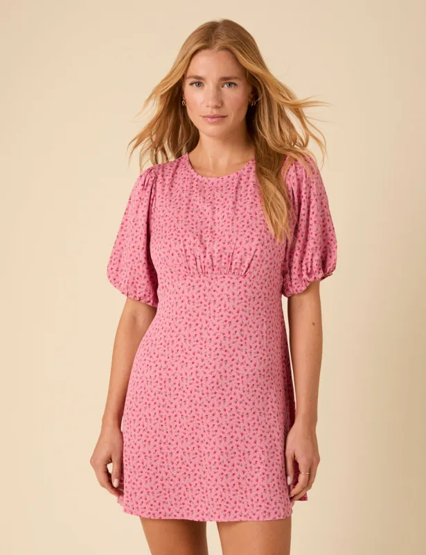 Petite Pink Ditsy Floral Benita Mini Dress sold by Nobody's Child