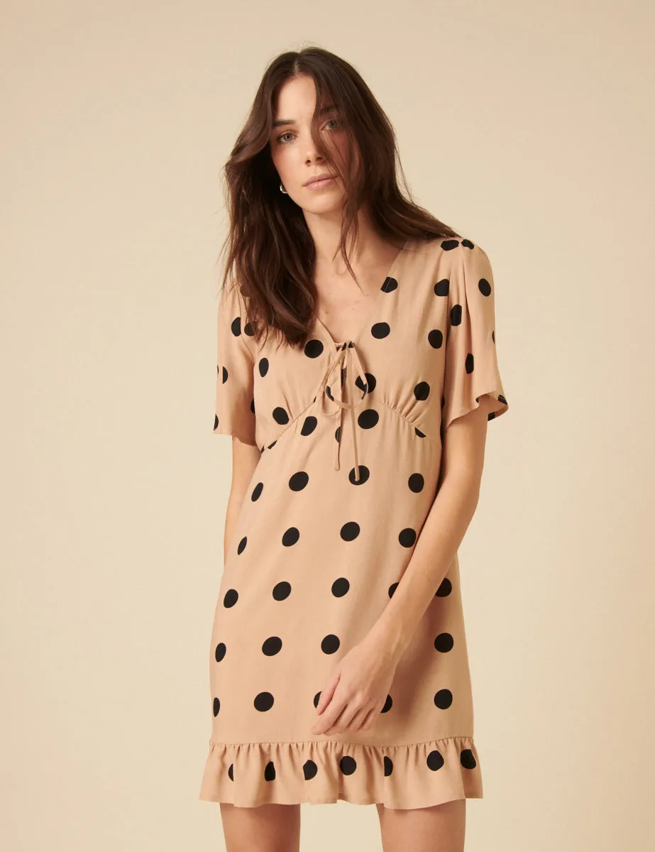Petite Cream Polka Dot Dalia Mini Dress sold by Nobody's Child