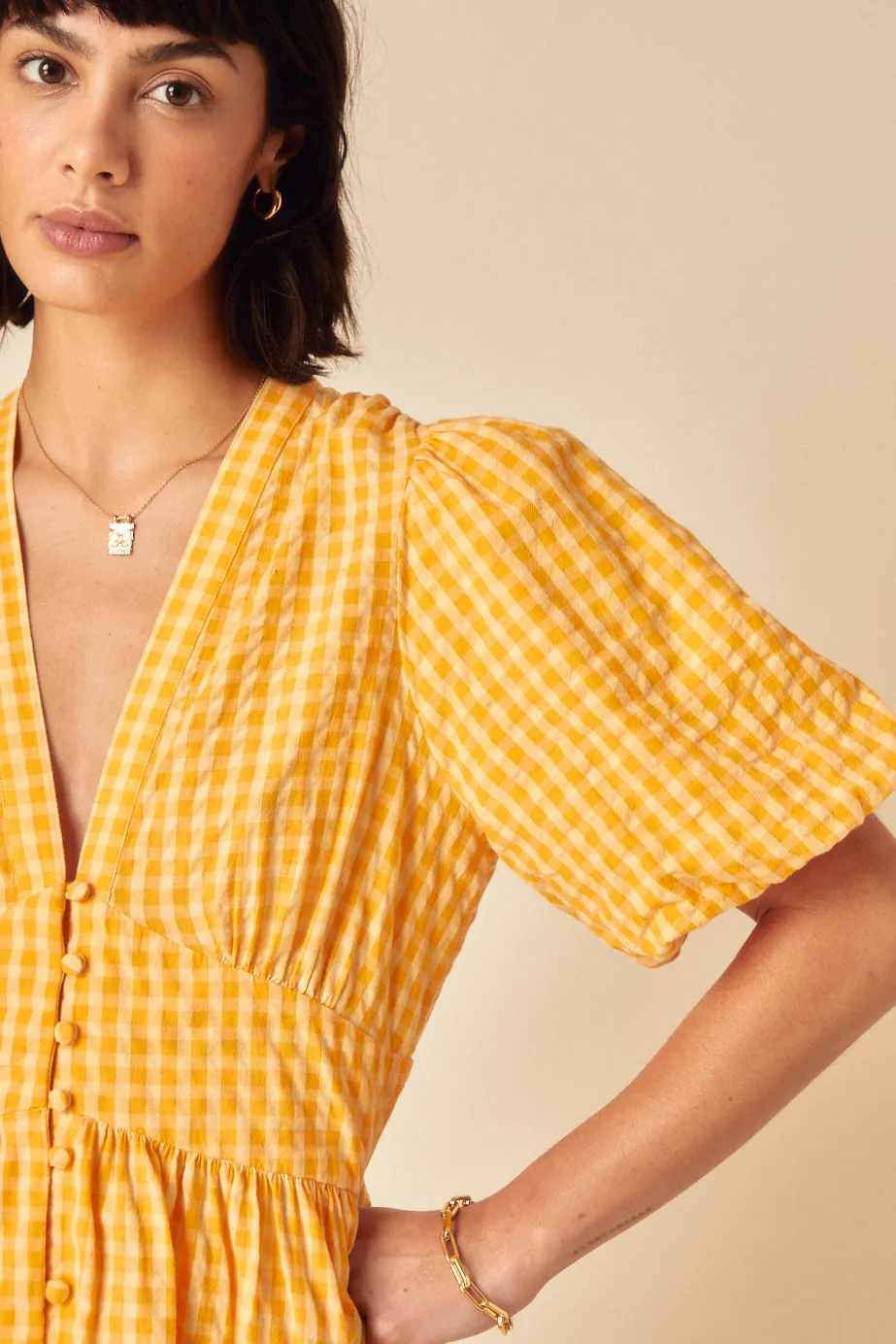 Yellow Gingham Starlight Mini Dress sold by Nobody's Child product image thumbnail 2