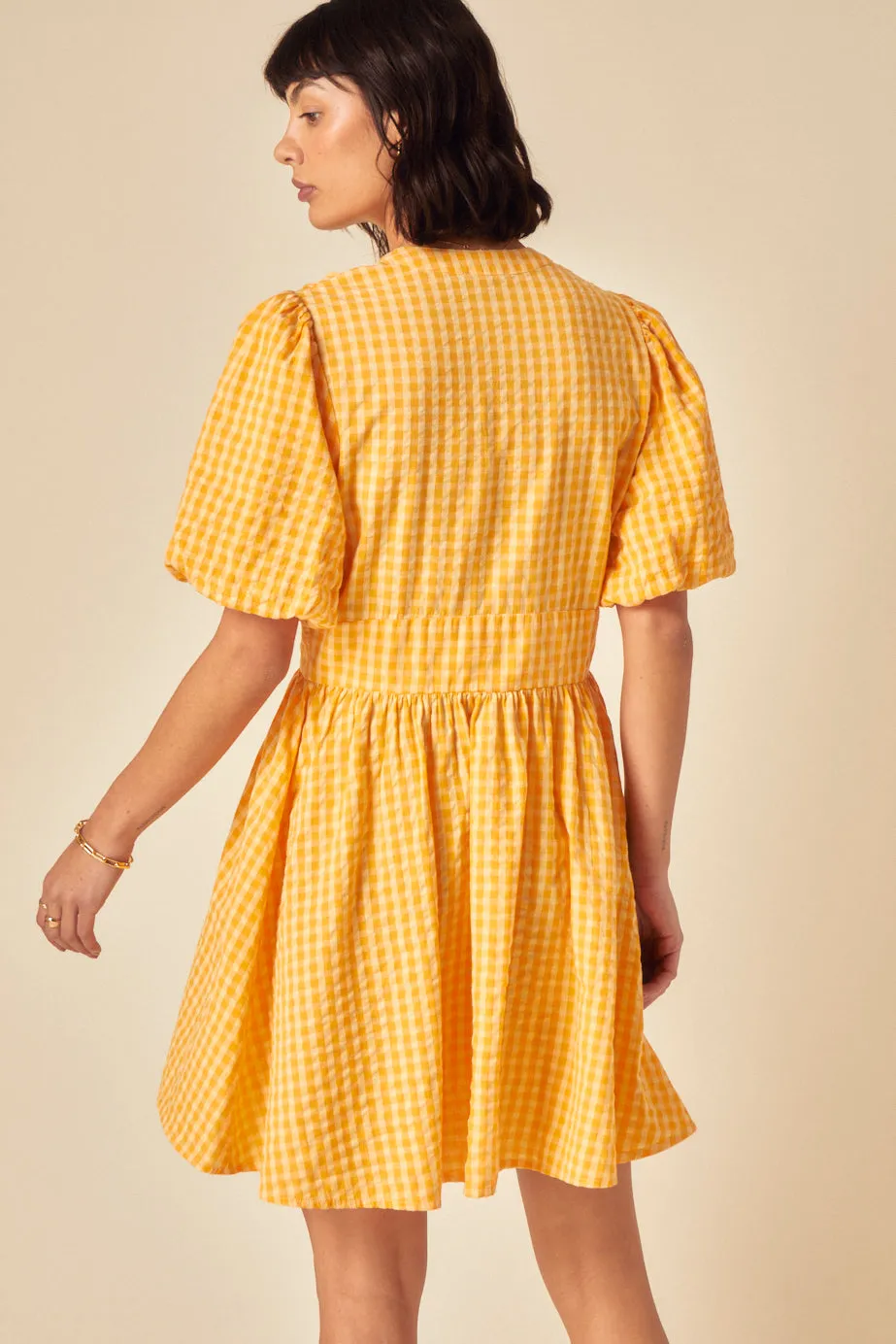 Yellow Gingham Starlight Mini Dress sold by Nobody's Child product image thumbnail 5