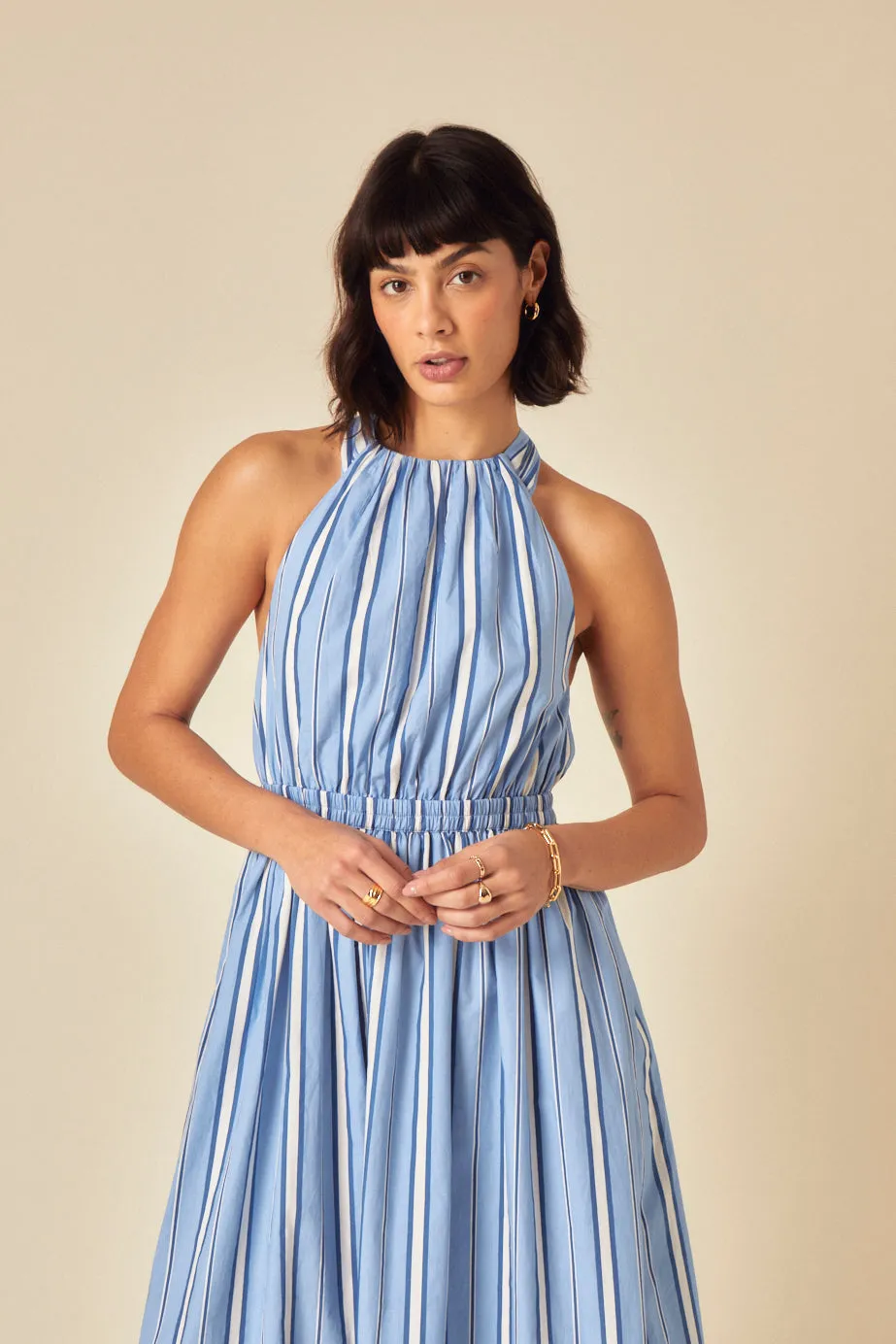 Blue Striped Senna Midi Dress sold by Nobody's Child product image thumbnail 2