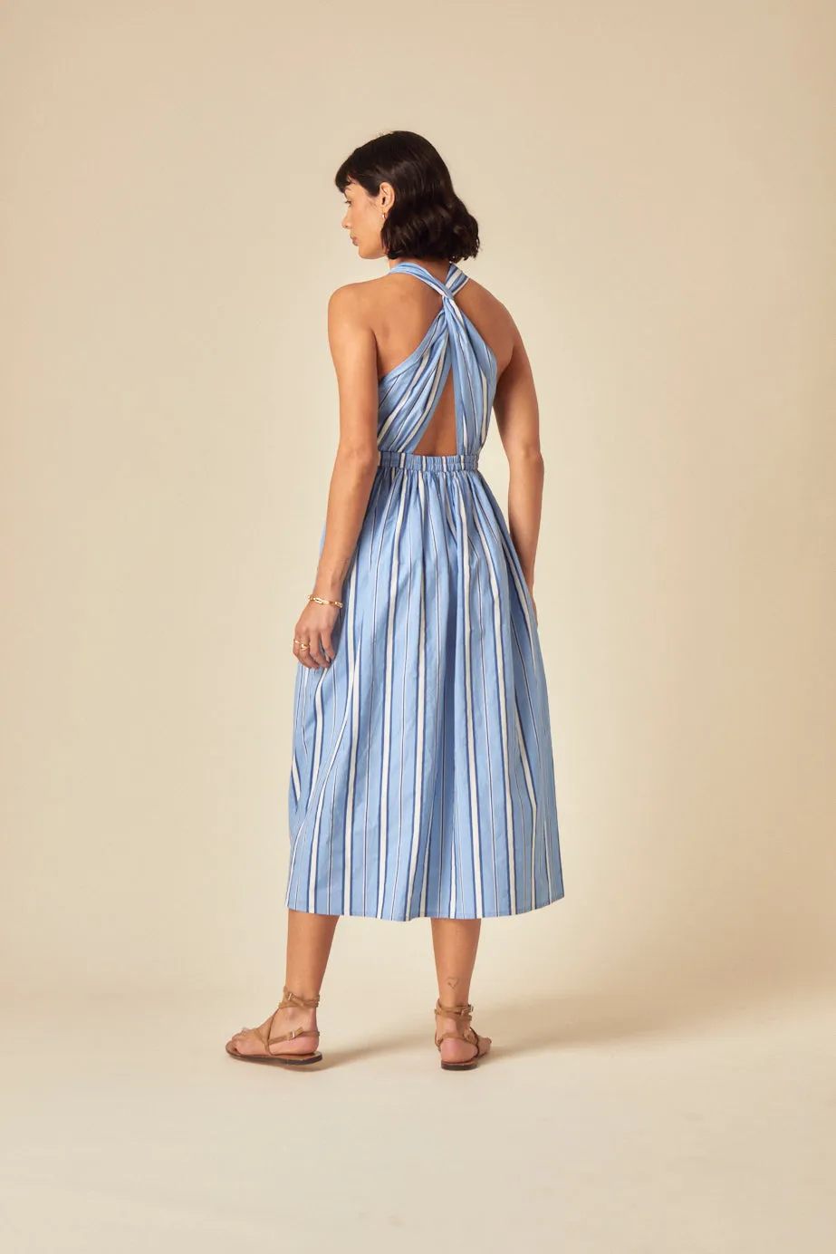 Blue Striped Senna Midi Dress sold by Nobody's Child product image thumbnail 5