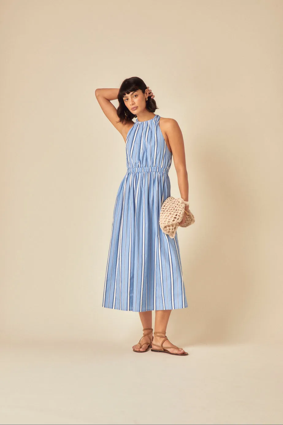 Blue Striped Senna Midi Dress sold by Nobody's Child product image thumbnail 4
