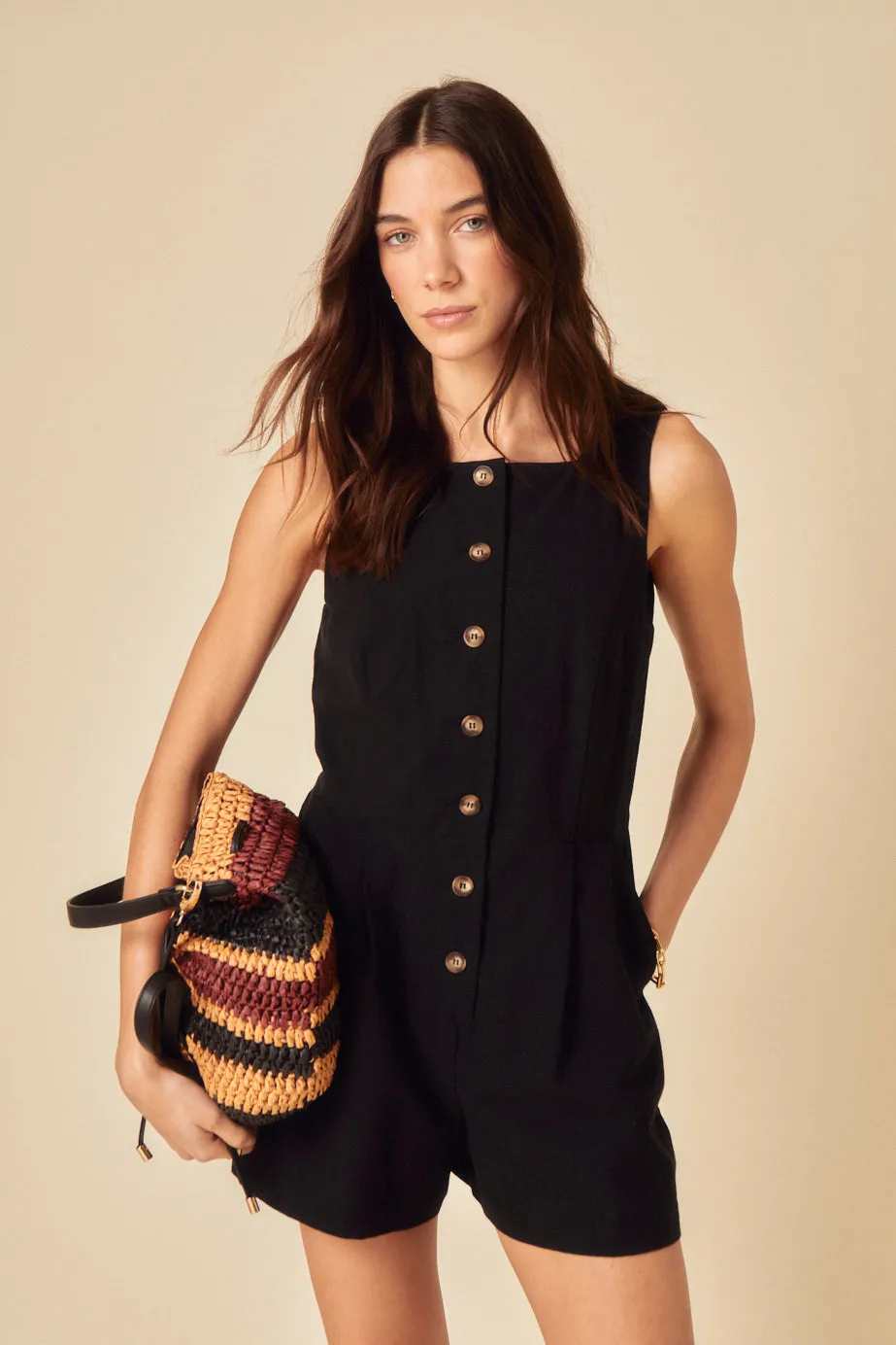 Black Peri Playsuit sold by Nobody's Child