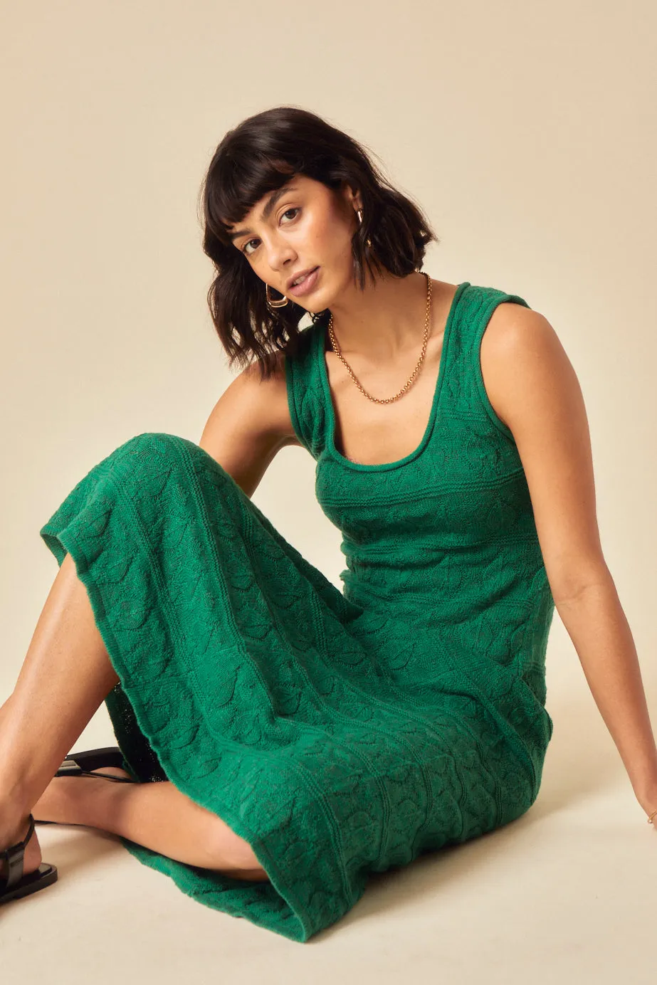 Green Pointelle Knitted Midi Dress sold by Nobody's Child product image thumbnail 2