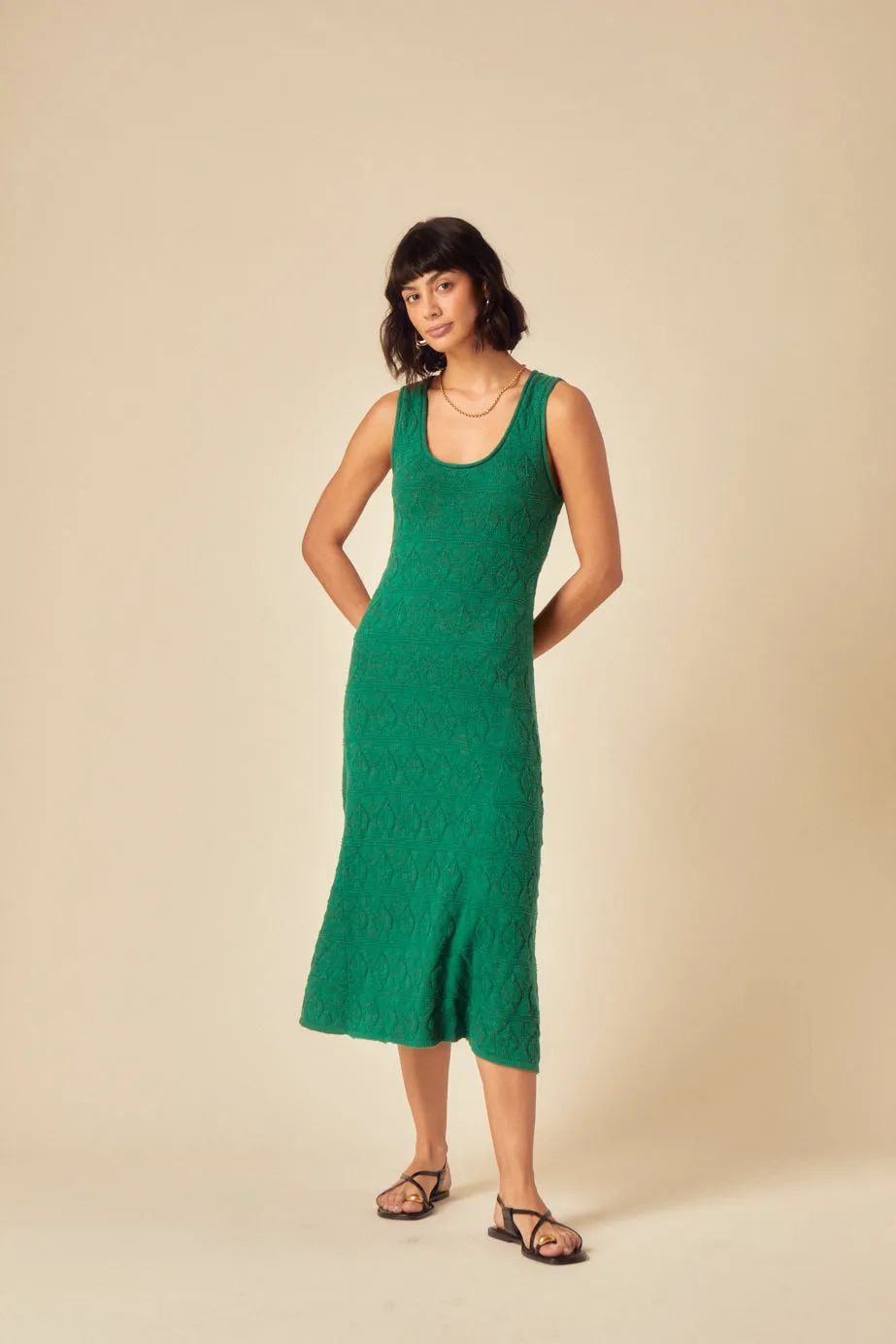 Green Pointelle Knitted Midi Dress sold by Nobody's Child product image thumbnail 3
