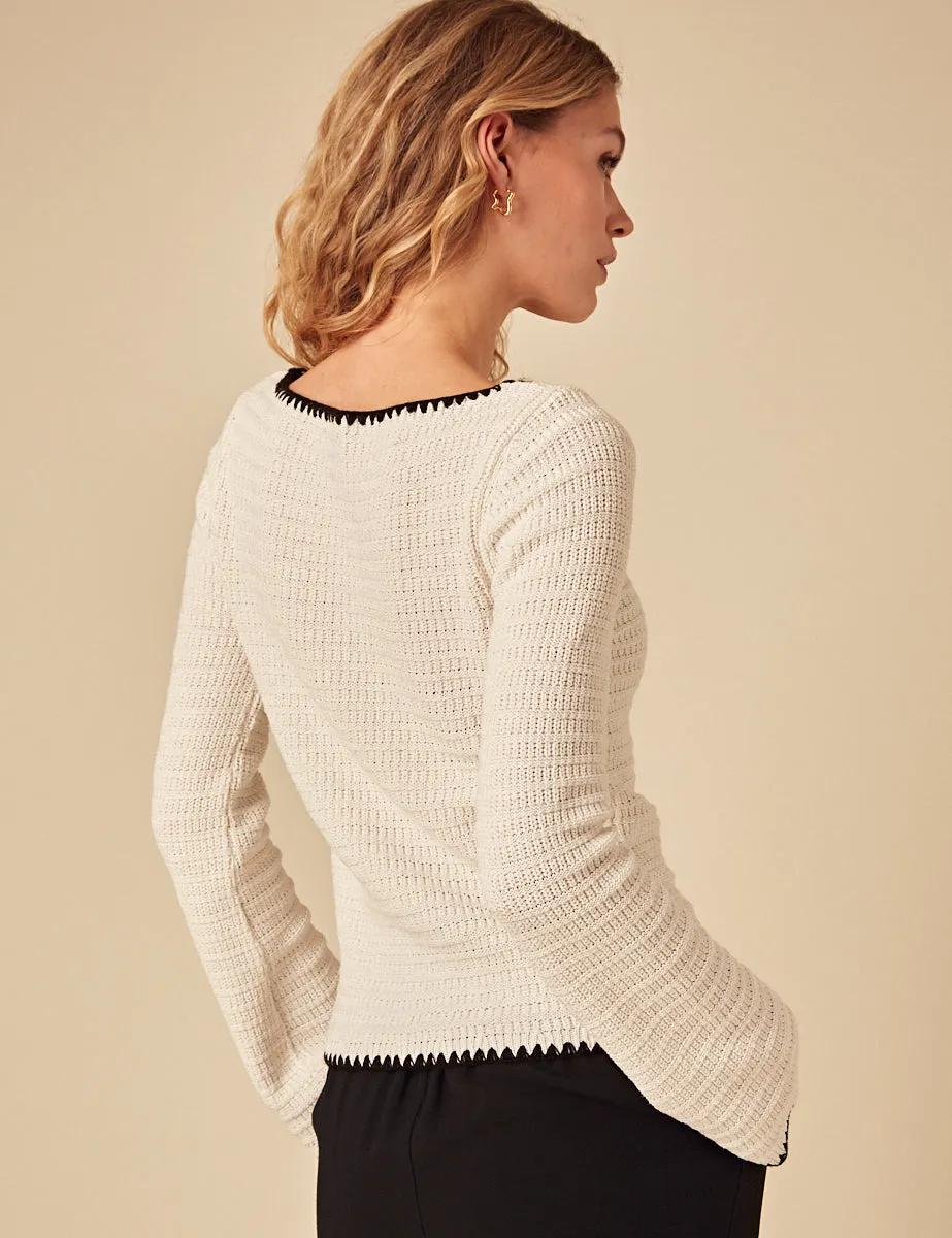Cream Contrast Trim Knitted Jumper sold by Nobody's Child product image thumbnail 4