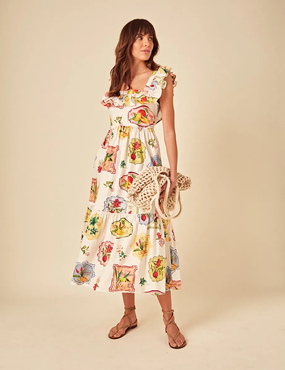 Cream Printed Cassidy Midi Dress sold by Nobody's Child