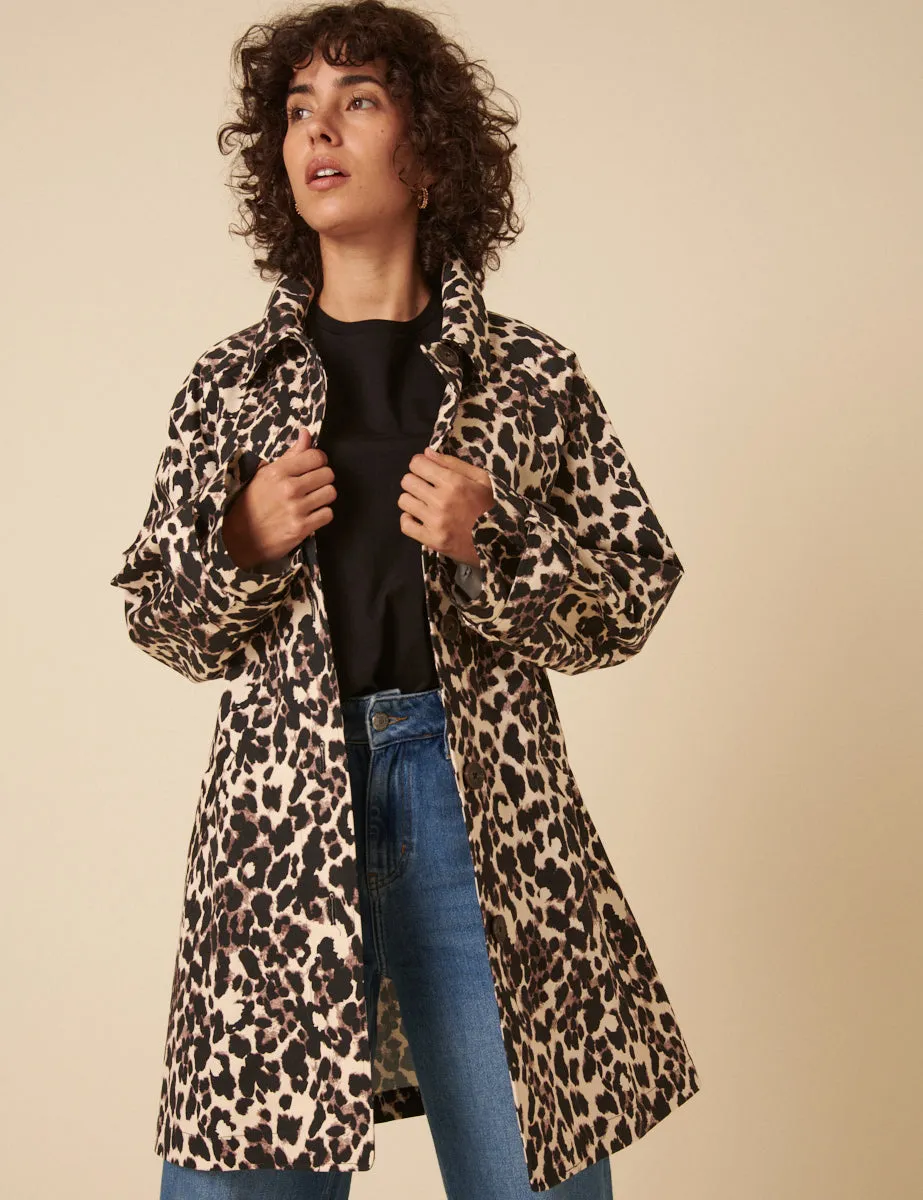 Leopard Print Single Breasted Cropped Trench Coat sold by Nobody's Child product image thumbnail 3