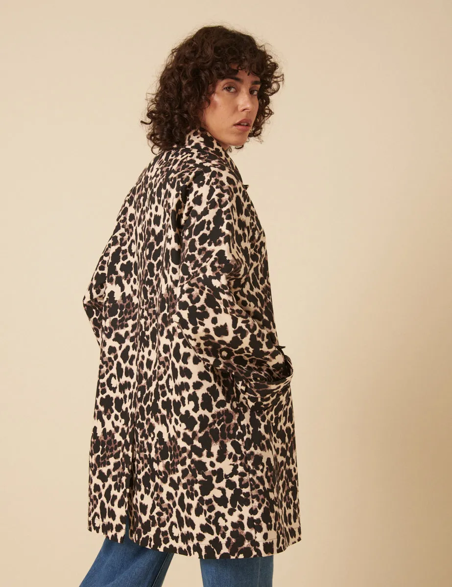 Leopard Print Single Breasted Cropped Trench Coat sold by Nobody's Child product image thumbnail 5