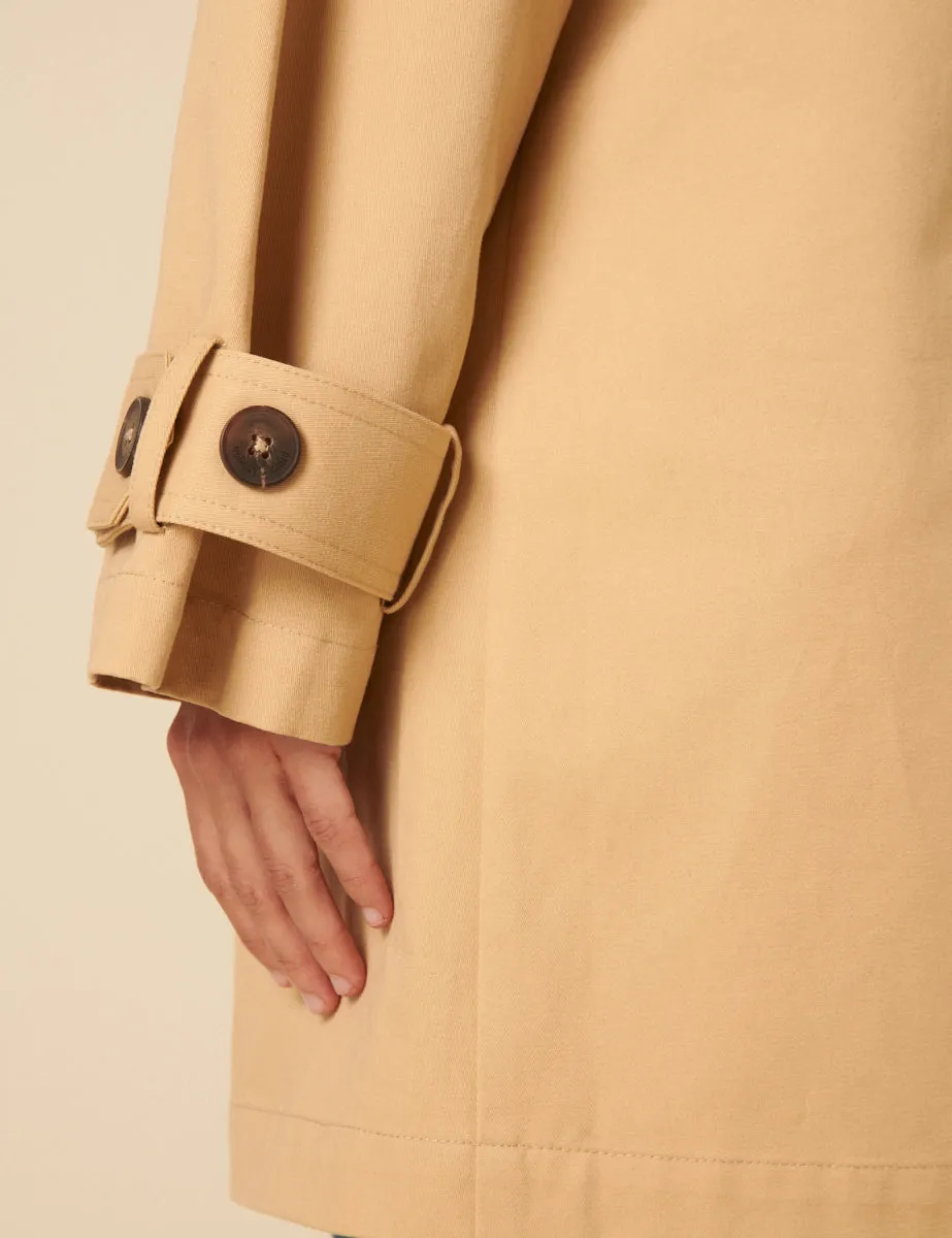 Camel Single Breasted Cropped Trench Coat sold by Nobody's Child product image thumbnail 4