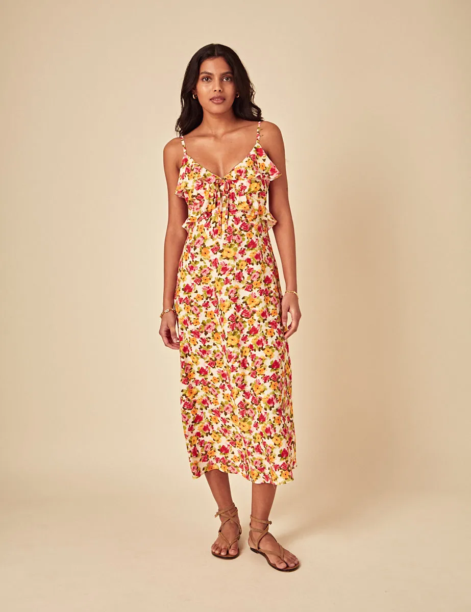 Yellow Floral Roe Midi Dress sold by Nobody's Child