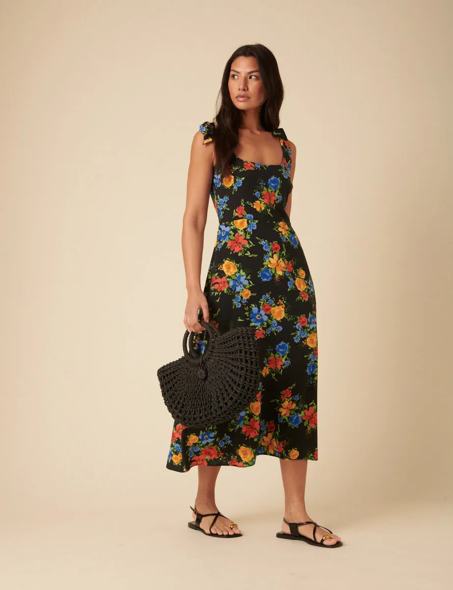 Black Floral Adrian Midi Dress sold by Nobody's Child product image thumbnail 4