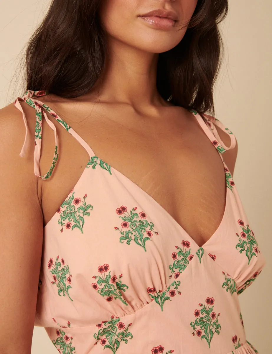 Pink Floral Printed Bellerose Midi Dress sold by Nobody's Child product image thumbnail 3