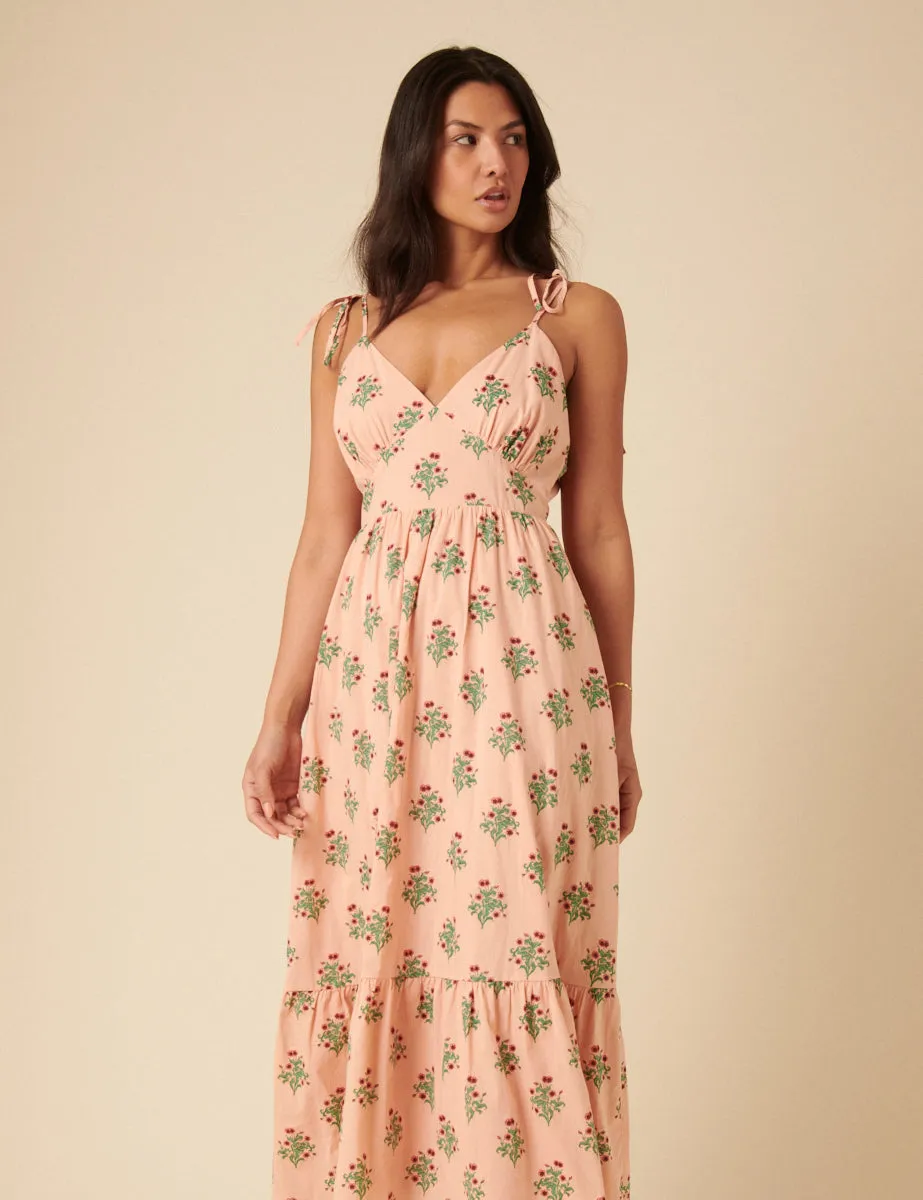 Pink Floral Printed Bellerose Midi Dress sold by Nobody's Child product image thumbnail 2