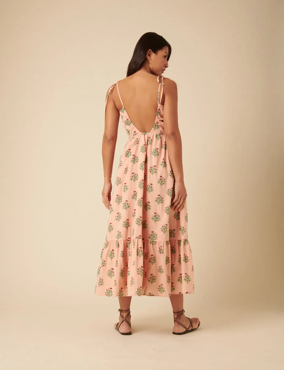 Pink Floral Printed Bellerose Midi Dress sold by Nobody's Child product image thumbnail 4