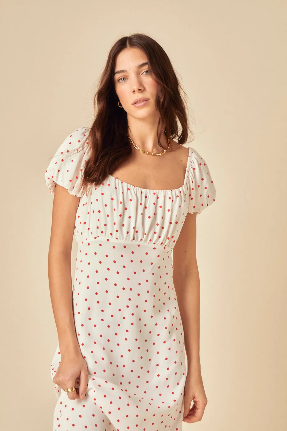 White Polka Dot Raven Midi Dress sold by Nobody's Child product image thumbnail 4