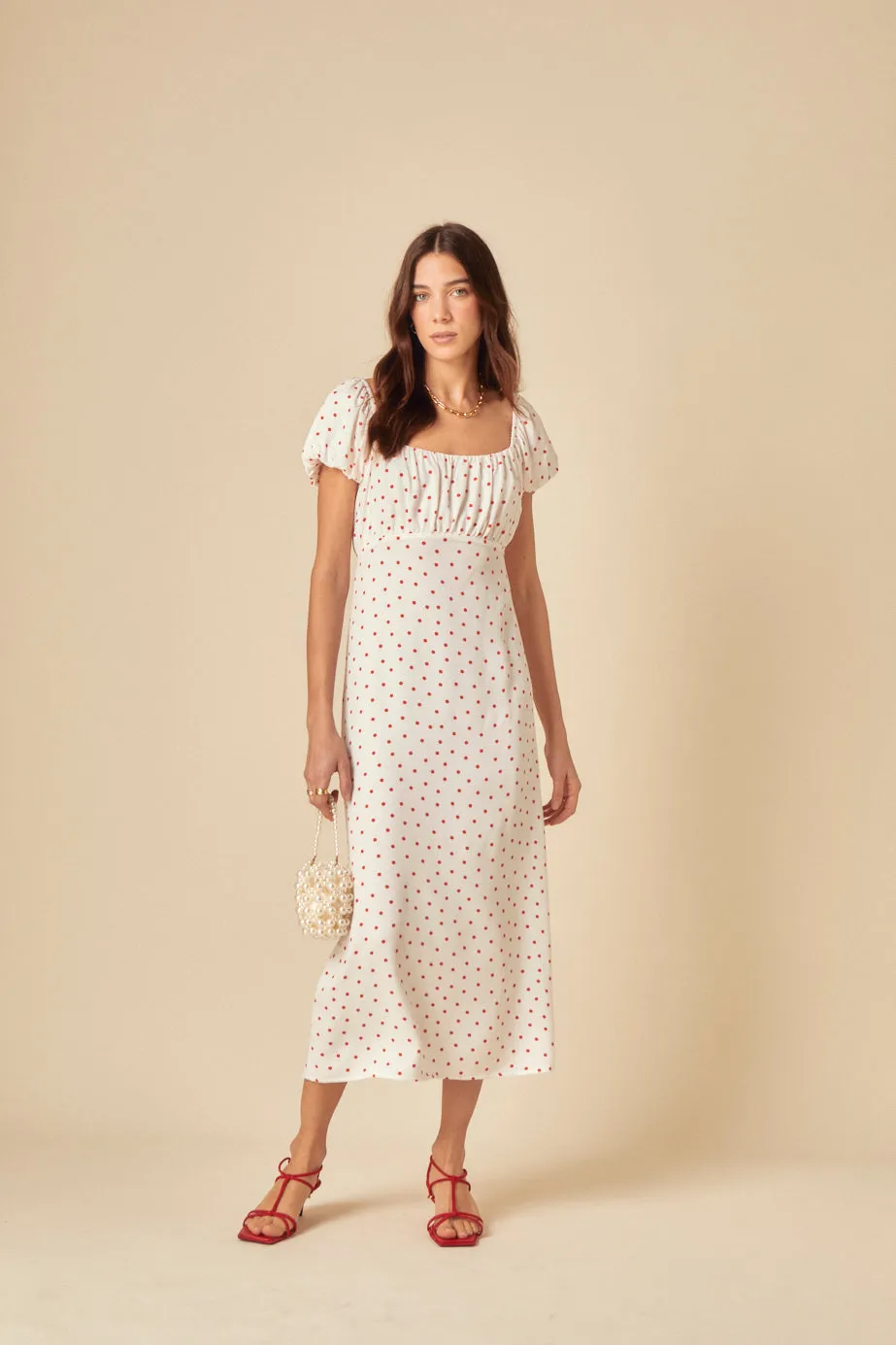 White Polka Dot Raven Midi Dress sold by Nobody's Child