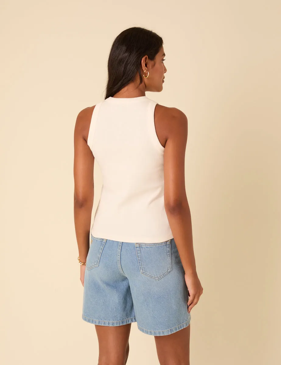 Cream Ribbed Racer Vest sold by Nobody's Child product image thumbnail 5