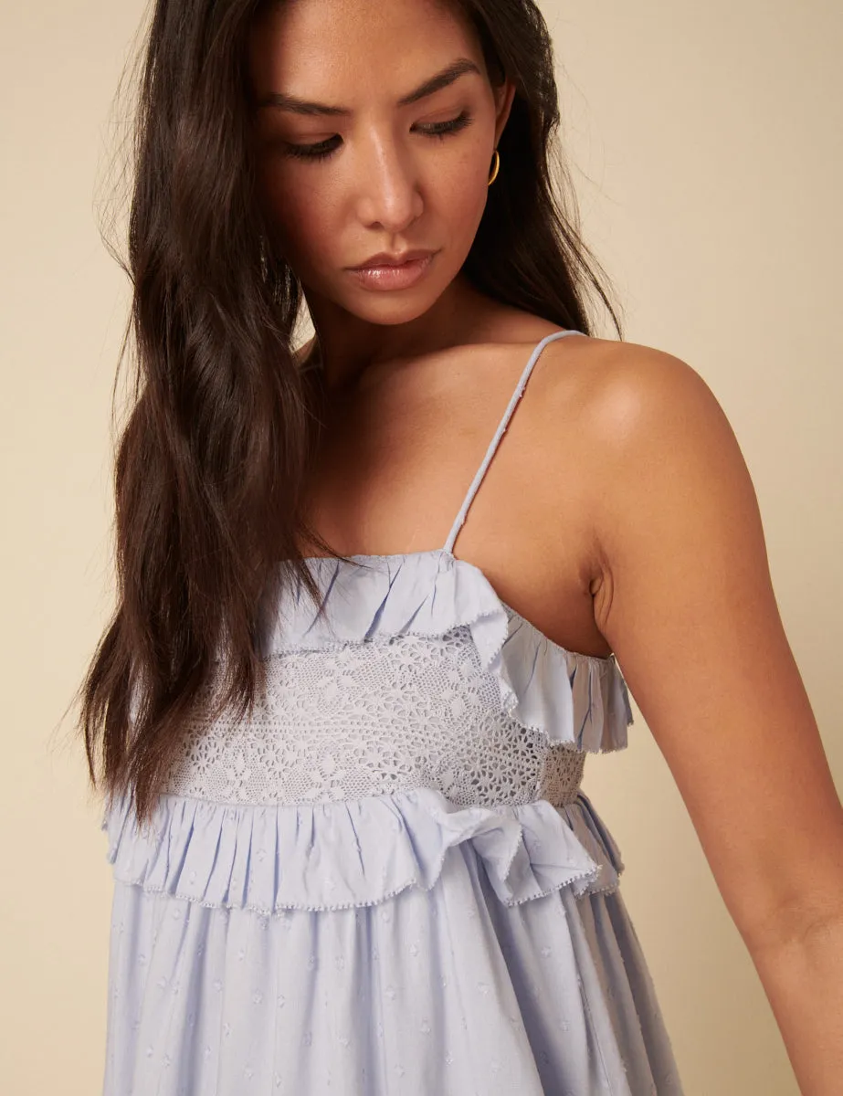 Blue Embroidered Florian Mini Dress sold by Nobody's Child product image thumbnail 5