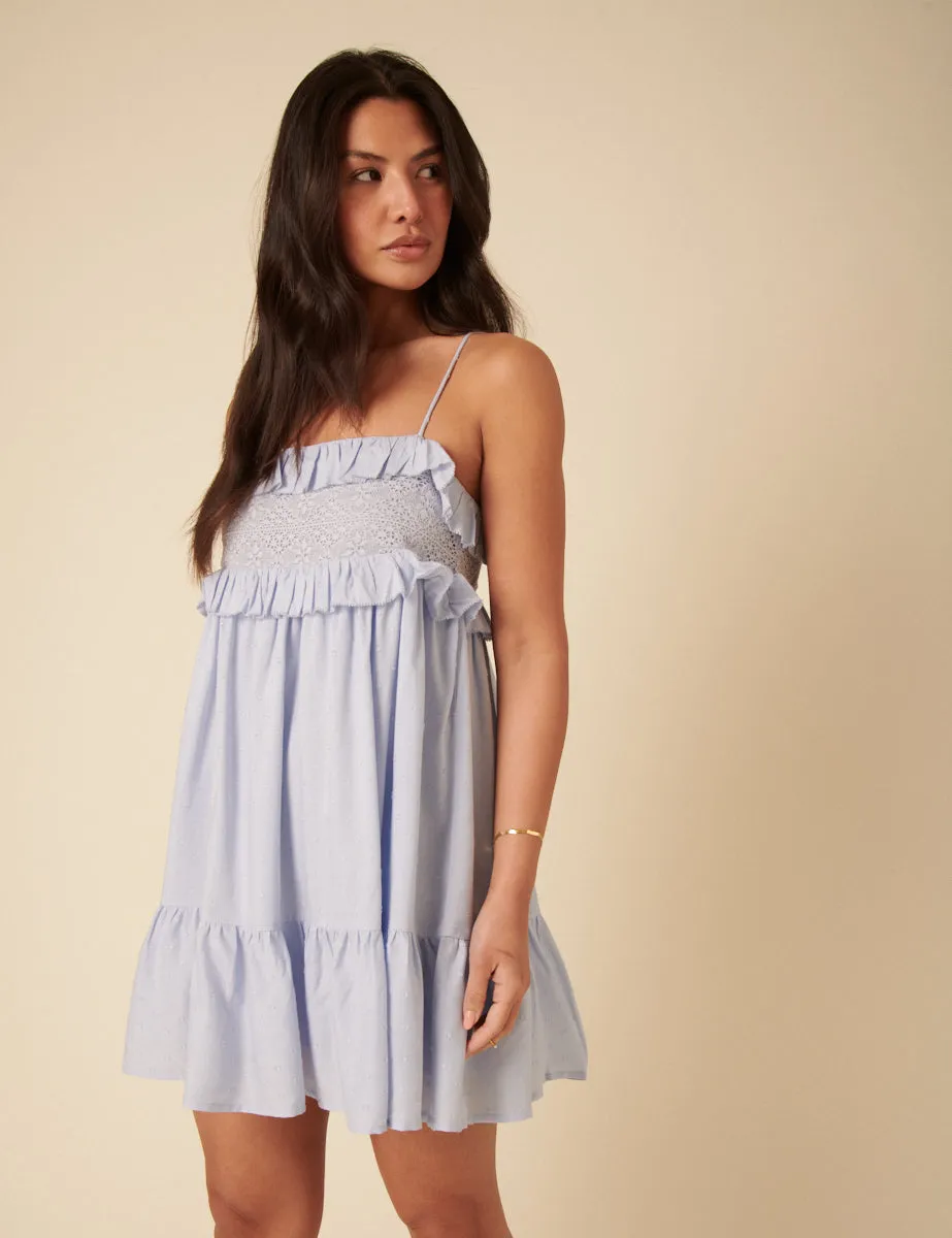 Blue Embroidered Florian Mini Dress sold by Nobody's Child product image thumbnail 3