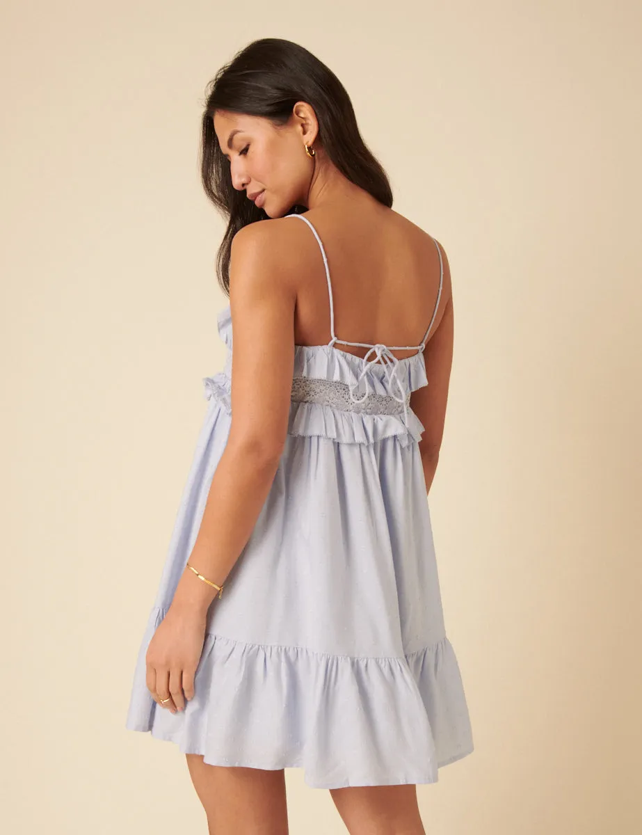 Blue Embroidered Florian Mini Dress sold by Nobody's Child product image thumbnail 4