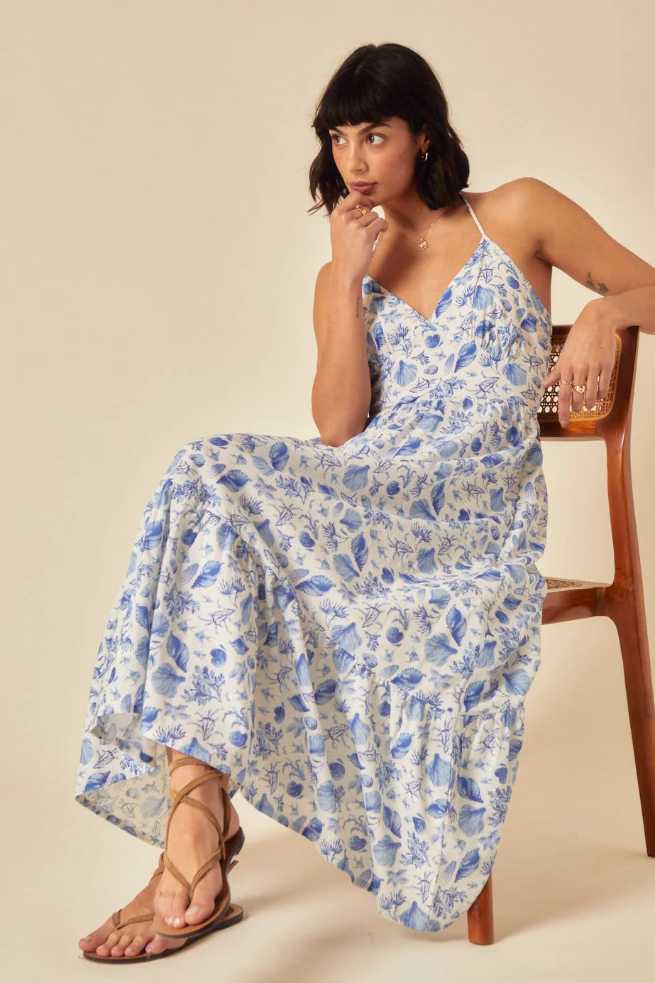 Blue Shell Print Bellerose Midi Dress sold by Nobody's Child product image thumbnail 3
