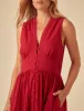 Red Sleeveless Starlight Midi Dress sold by Nobody's Child