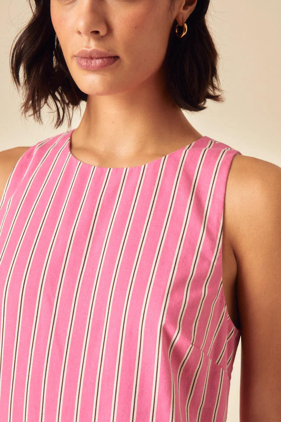 Pink Pinstripe Palermo Mini Dress sold by Nobody's Child product image thumbnail 4